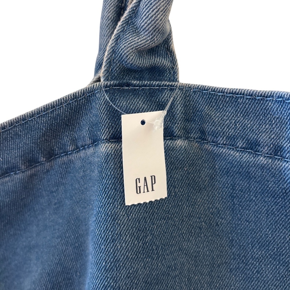 NWT GAP Oversized Denim Tote Bag Blue Logo Shoulder Bag - Picture 3 of 8